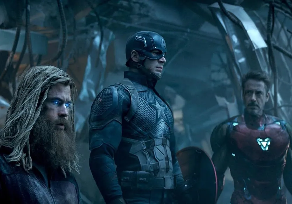 A still from Avengers: Endgame showing Thor, Iron-Man and Captain America together during the latter half of the movie