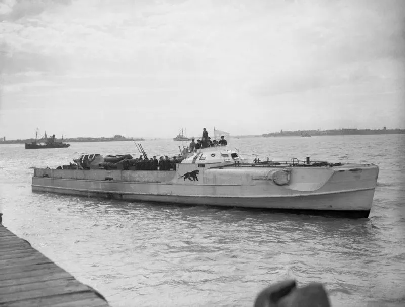 A photograph of a German E-boat, taken by the allies as one of the craft surrendered to them.