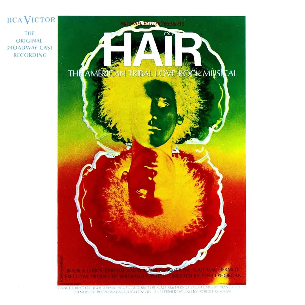 An original poster for the Hair broadway show.