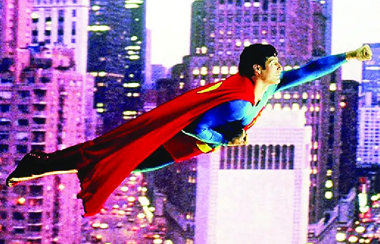 Superman flying in the movie.