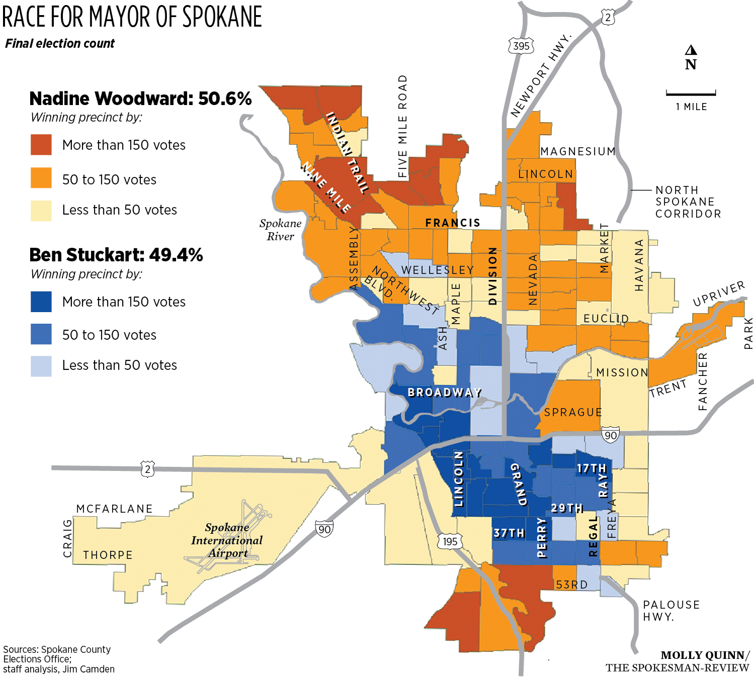map of spokane wa 12 Maps That Tell The Story Of The 2019 Election In Spokane The