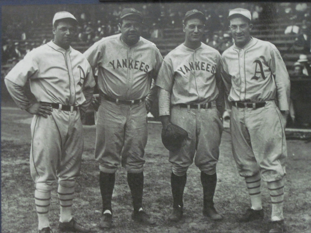 Lou Gehrig, Babe Ruth, Phillies' Chuck Klein, and Jimmie Foxx at