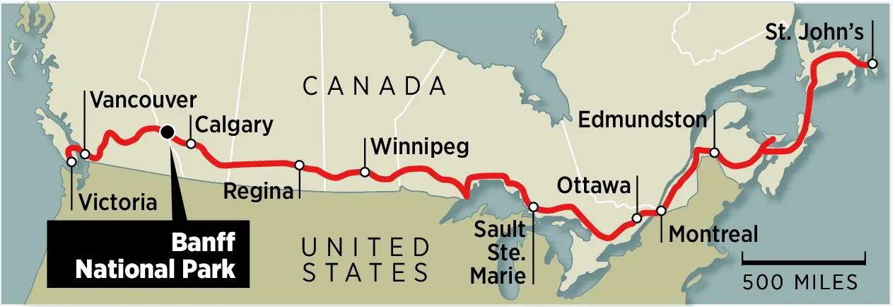 Map of Canada's major highways.
